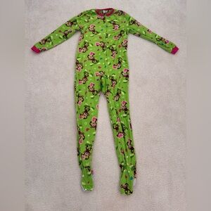 Girls Green Monkey Print Kids Pajama onesie